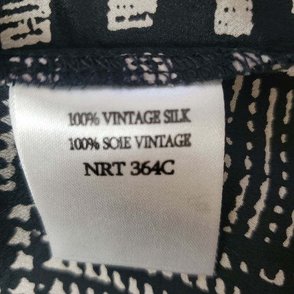 Winter Kale Vintage Silk Top Medium Flared Sleeves Ginham - Picture 11 of 11